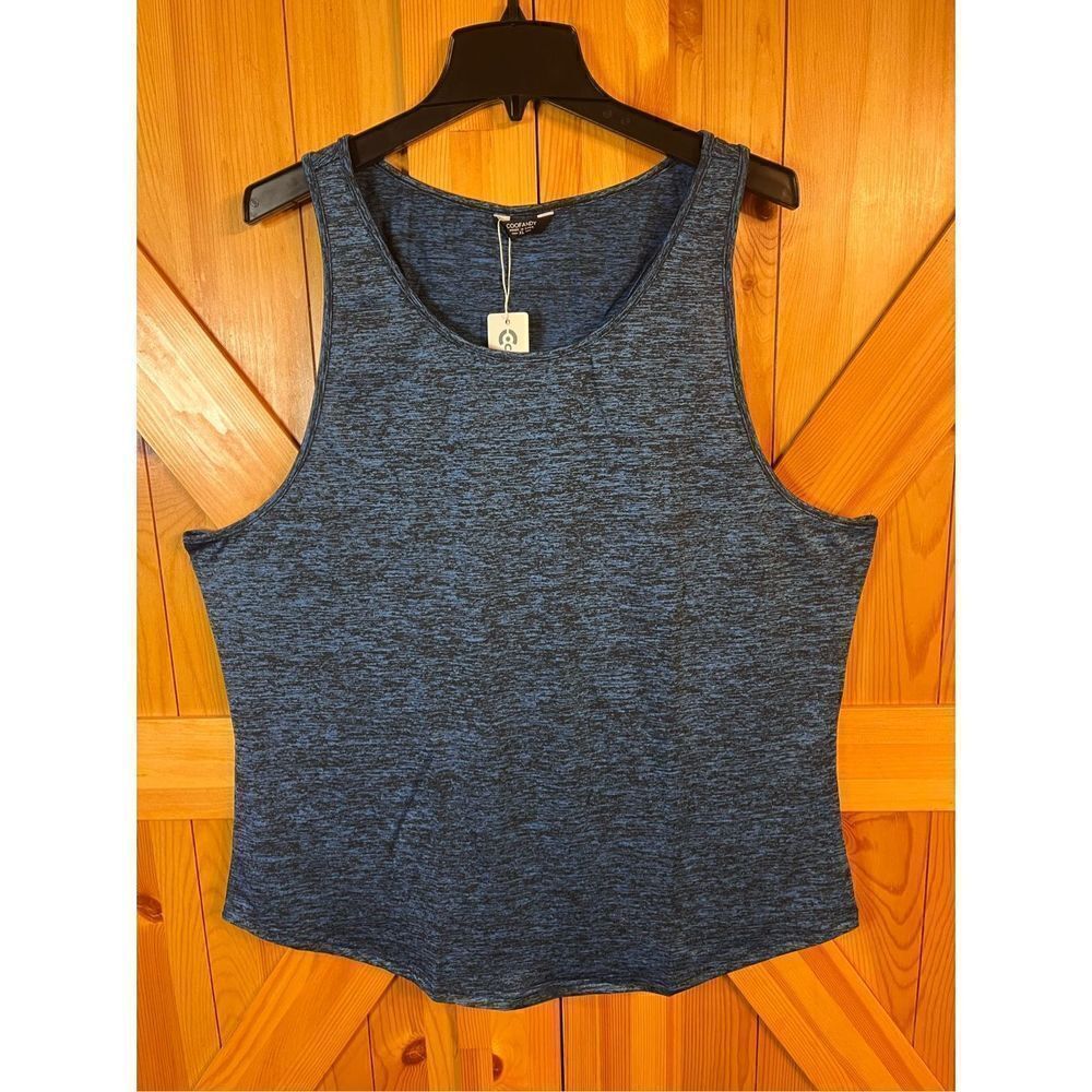 COOFANDY NWT Mens Size XL Blue/Black Tank Top Casual Sleeveless Shirt (2325)